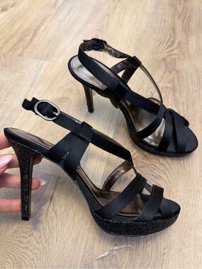 Nina Black Strappy High Heel Sandals